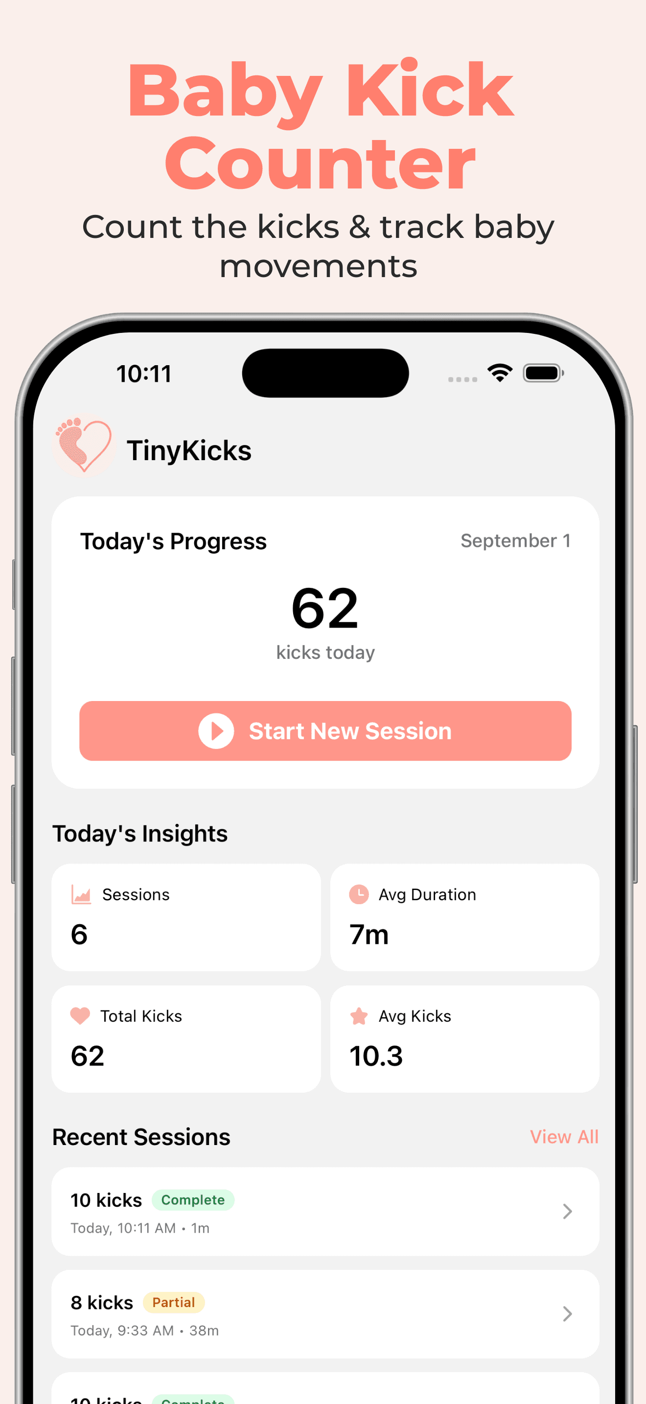 Baby Kick Counter: TinyKicks screenshot 1